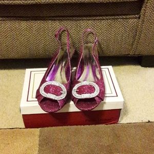 NIB Purple sequin wedges
